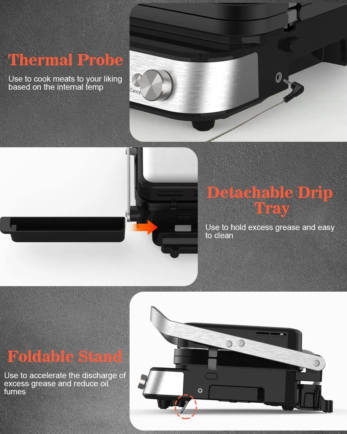 Indoor Grill & Griddle Press Sandwich Maker with Removable Plates