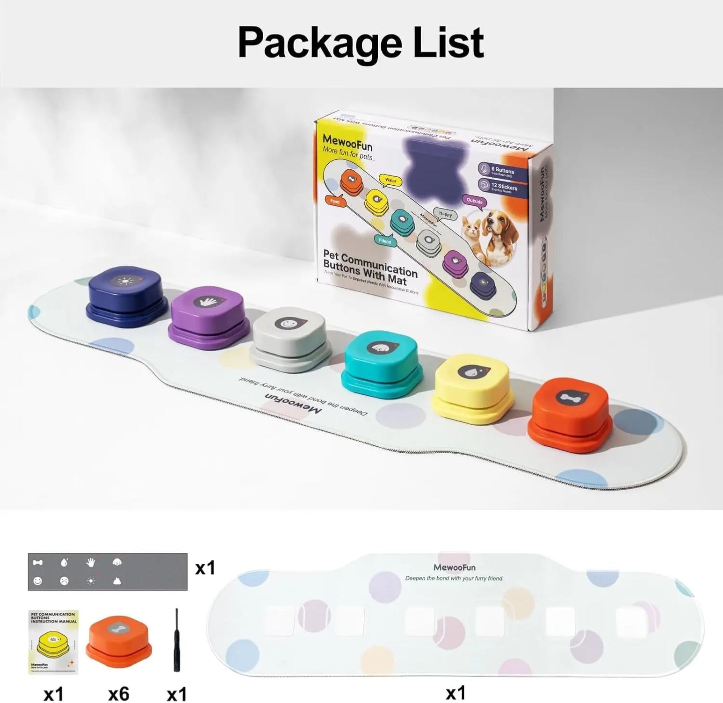 Interactive Dog Training Word Buttons - 6 Pack