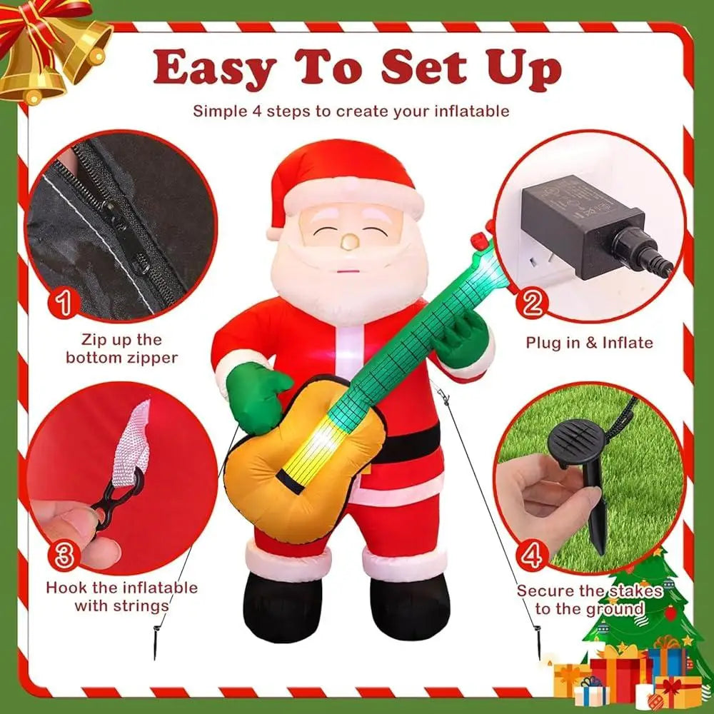6.5FT Inflatable Santa Claus with Guitar