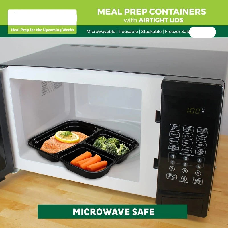 50 - 3 Compartment Food Storage Containers with Lids