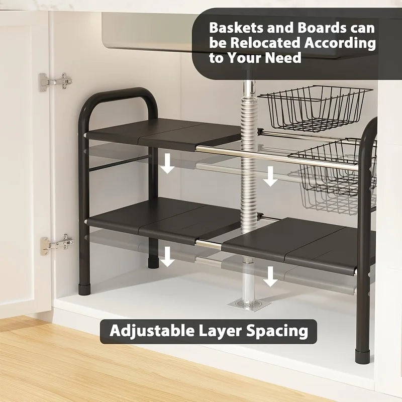 HOMEFISH 1pc 2-Tier Under Sink Organizer