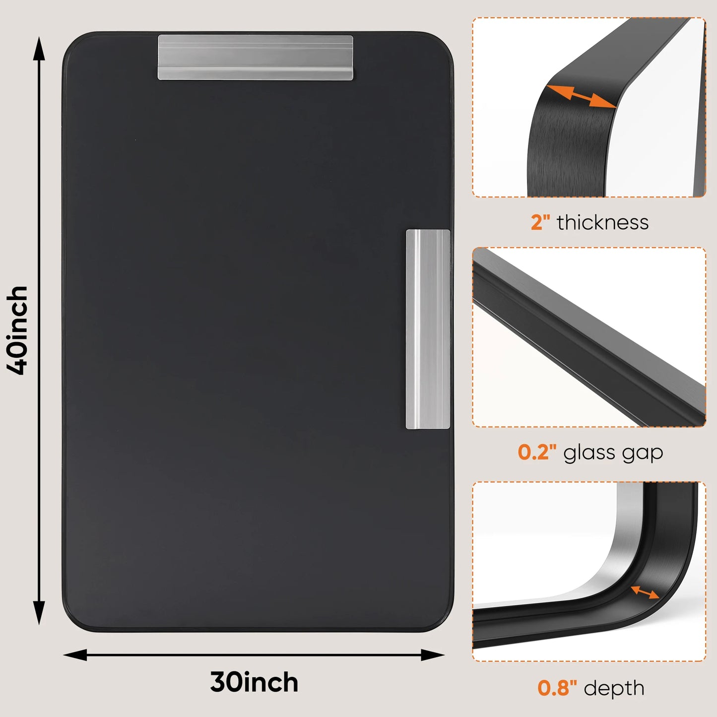 Matte Metal Framed Bathroom Mirror for Wall