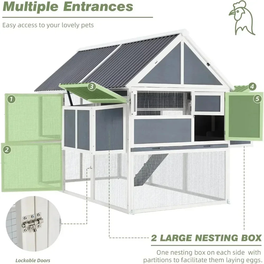 Large Chicken Coop, for 8-10 with Run