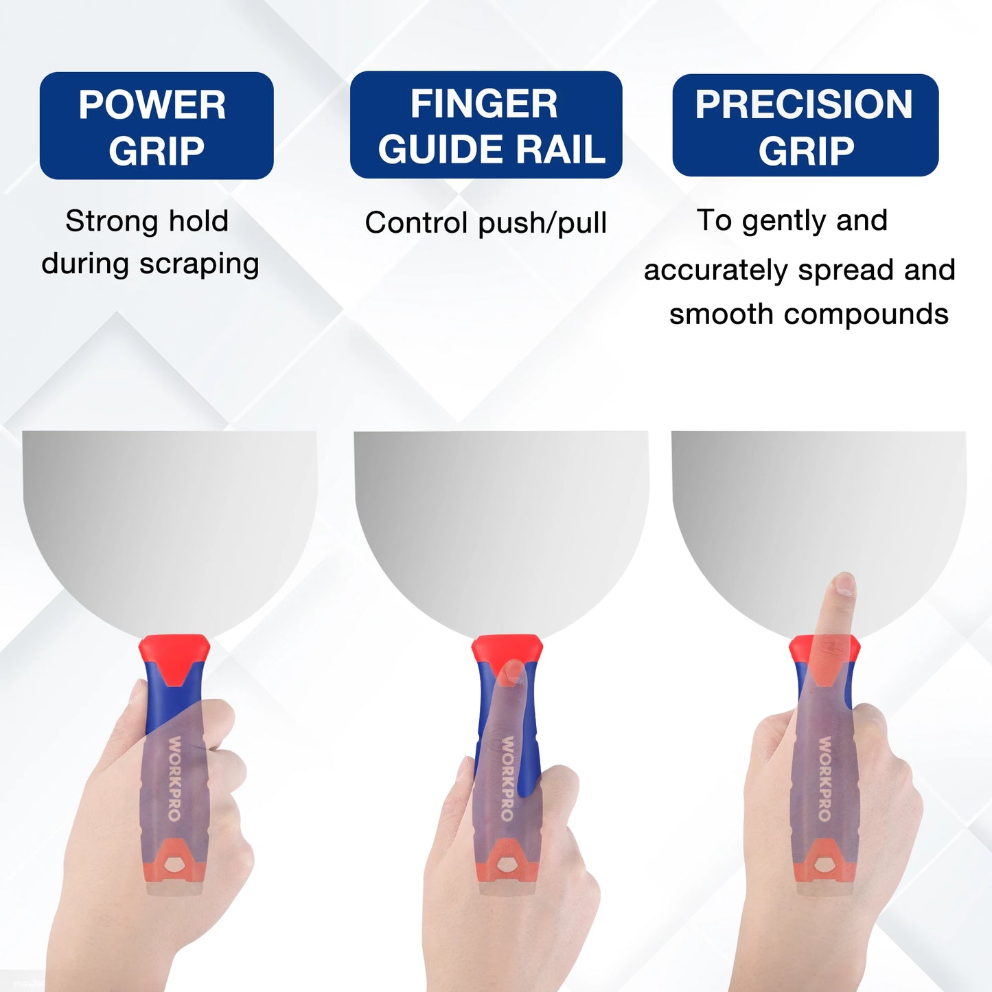 WORKPRO Stainless Steel Drywall Knife with 4", 6'', 8'', 10'', 12'' Blades