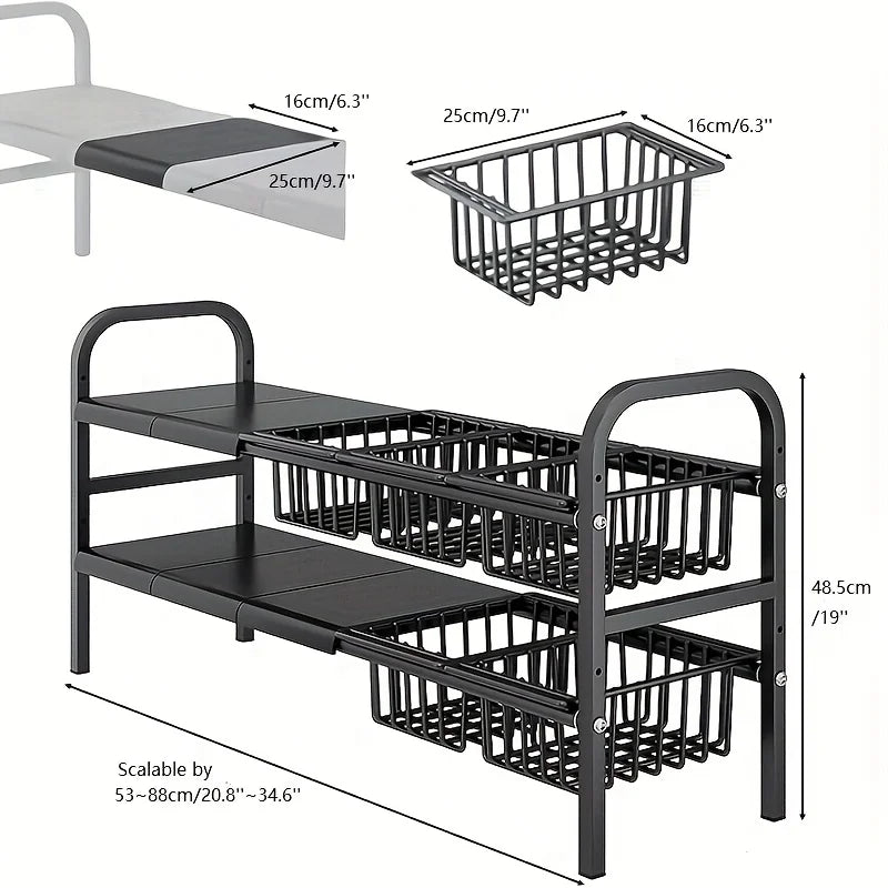 HOMEFISH 1pc 2-Tier Under Sink Organizer