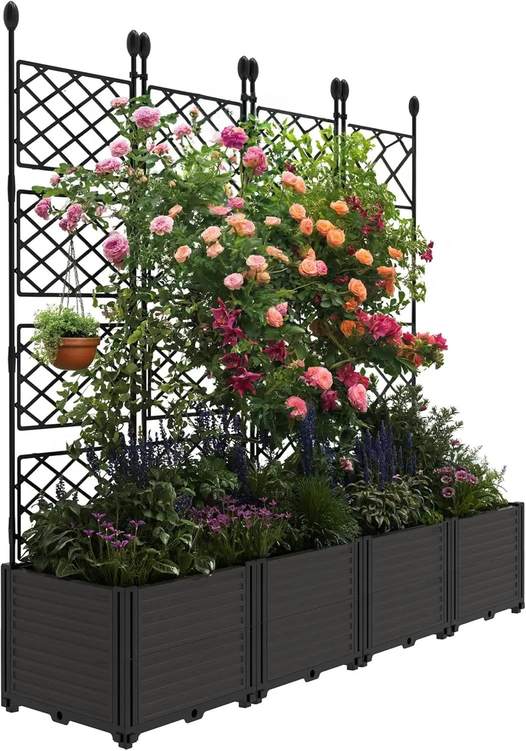 Plastic Planter Box w/ Trellis Rack 5.25ft Tall