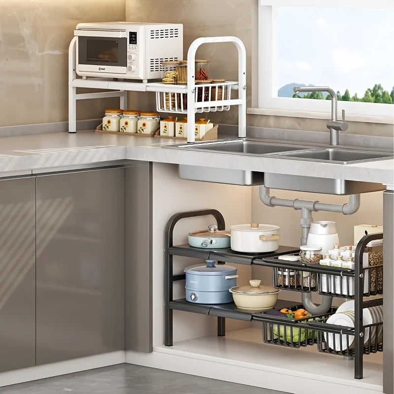 HOMEFISH 1pc 2-Tier Under Sink Organizer