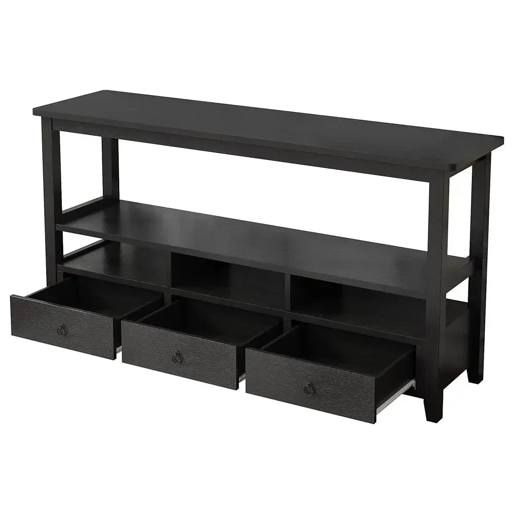 Minimalist Modern Console Table With 3 Drawers And Shelves