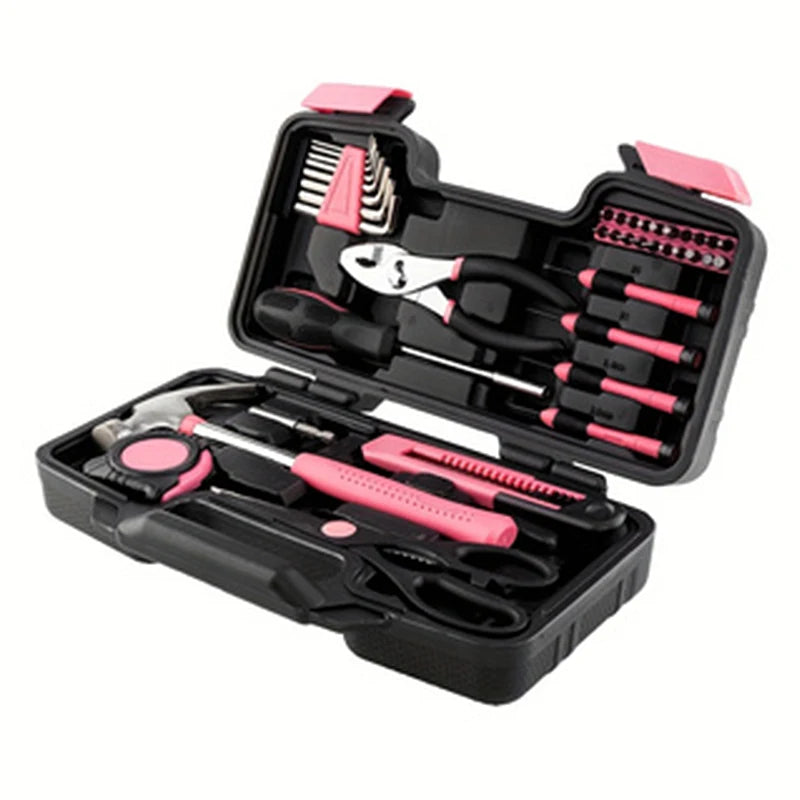 39-Piece All-Purpose Household Pink Tool Kit