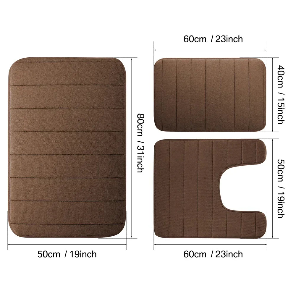 Black Memory Foam Bath Mat Soft Comfortable