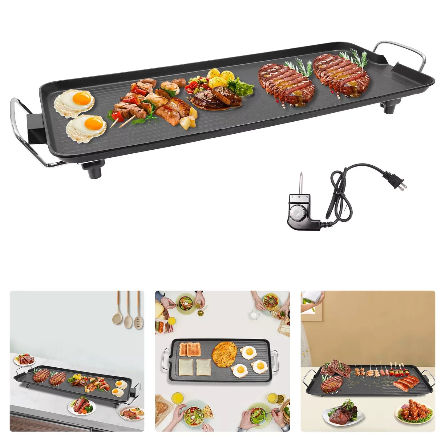Smokeless Outdoor Electric Tabletop BBQ Gridle