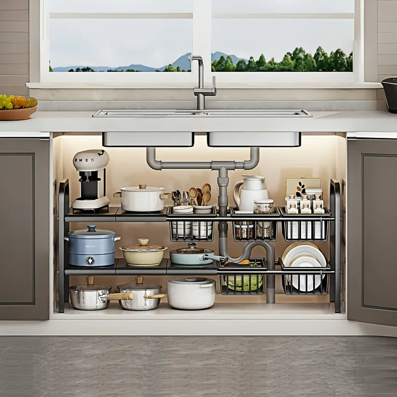 HOMEFISH 1pc 2-Tier Under Sink Organizer