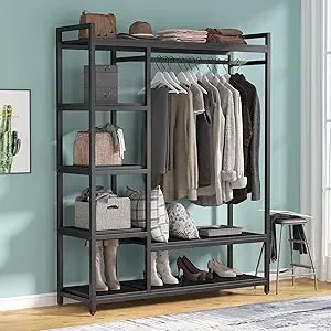 Free-standing Closet Organizer with 6 Storage Shelves
