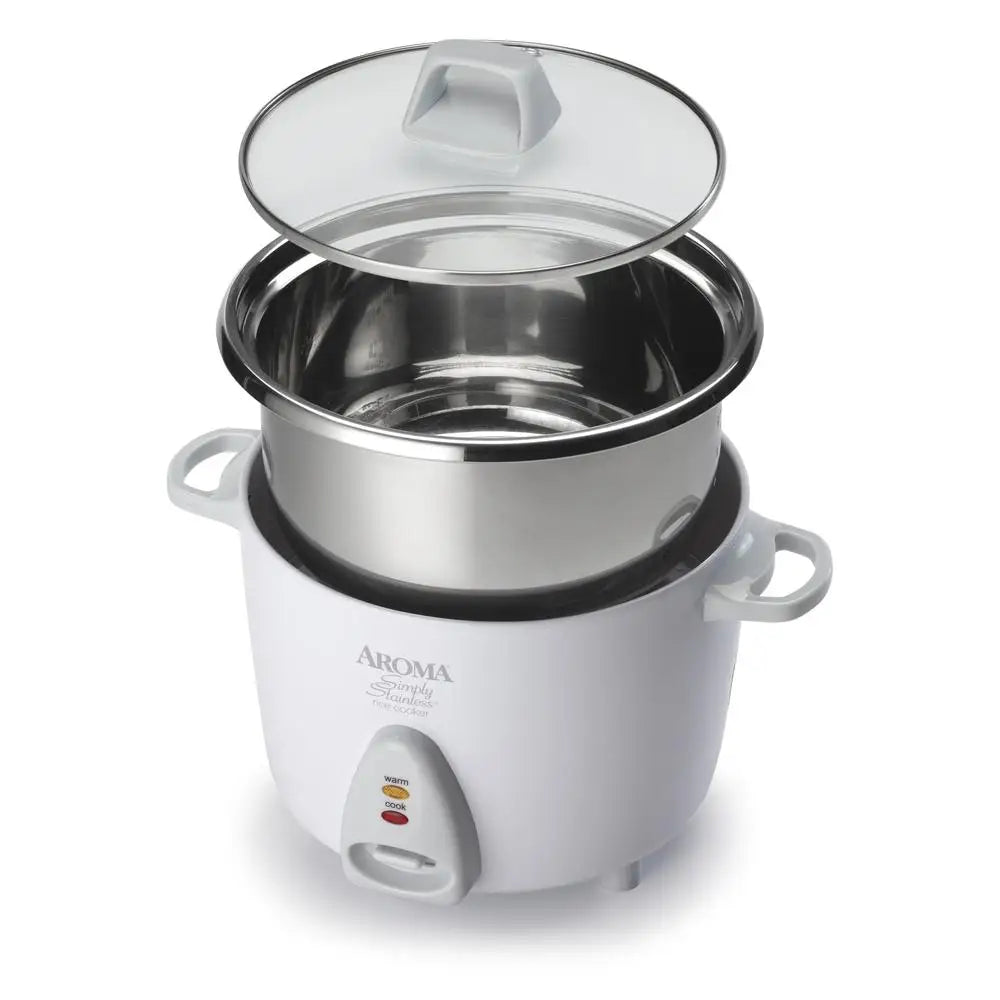 AROMA® 14-Cup Cooked / 3Qt. Select Stainless® Rice & Grain Cooker White New ARC-757-1SG