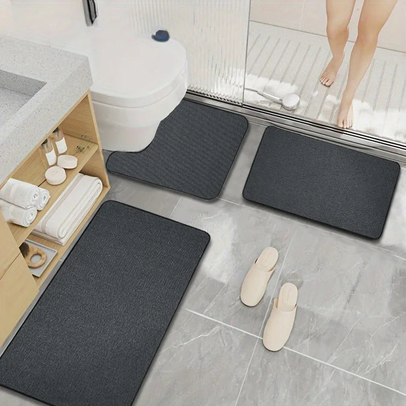 3-piece Bathroom Diatomaceous Earth Non-Slip Mat