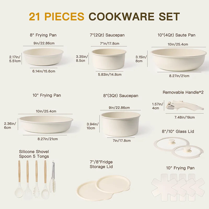 21 Piece Pots and Pans Set Non-Stick, Astercook Ceramic Cookware