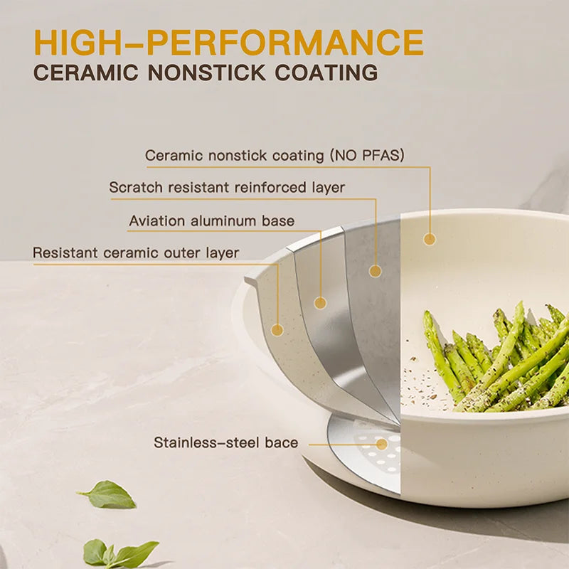 21 Piece Pots and Pans Set Non-Stick, Astercook Ceramic Cookware