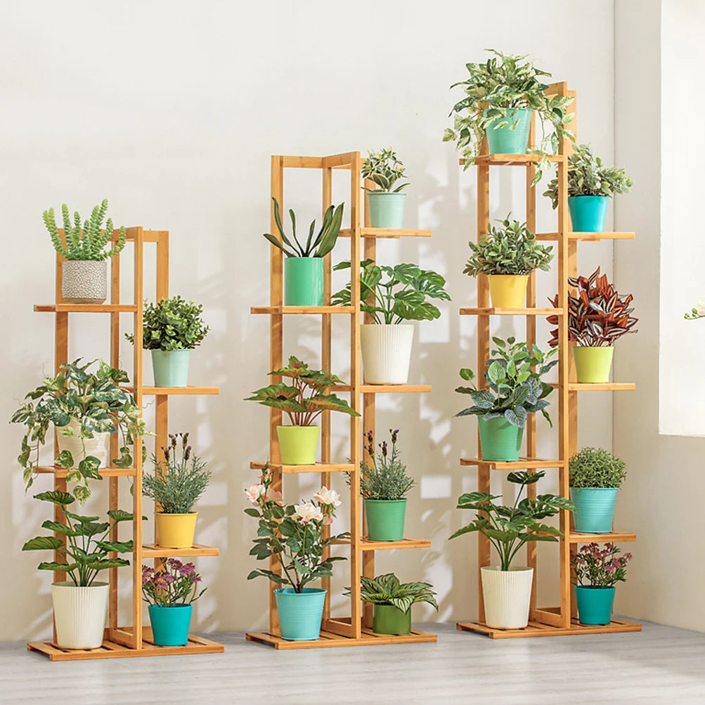 Bamboo 5 / 6  Tier  Plant Stand Rack Multiple Pot Holder
