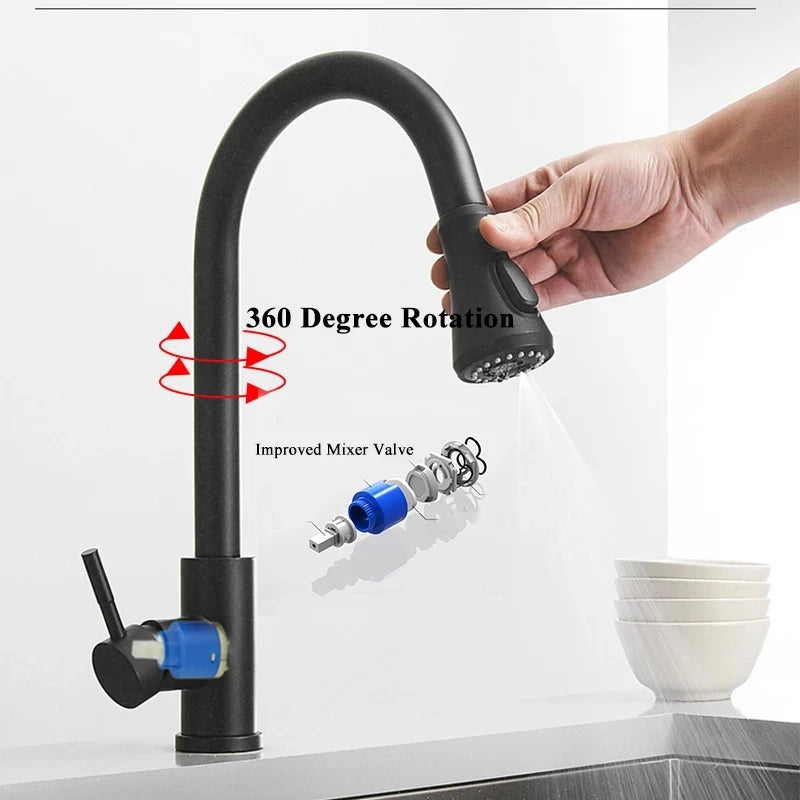 Black Touch Sensor Kitchen Faucet Smart Control Mixer Tap