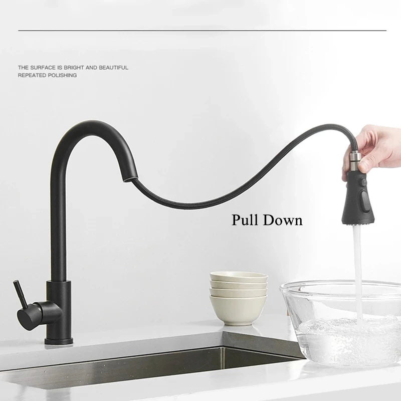 Black Touch Sensor Kitchen Faucet Smart Control Mixer Tap