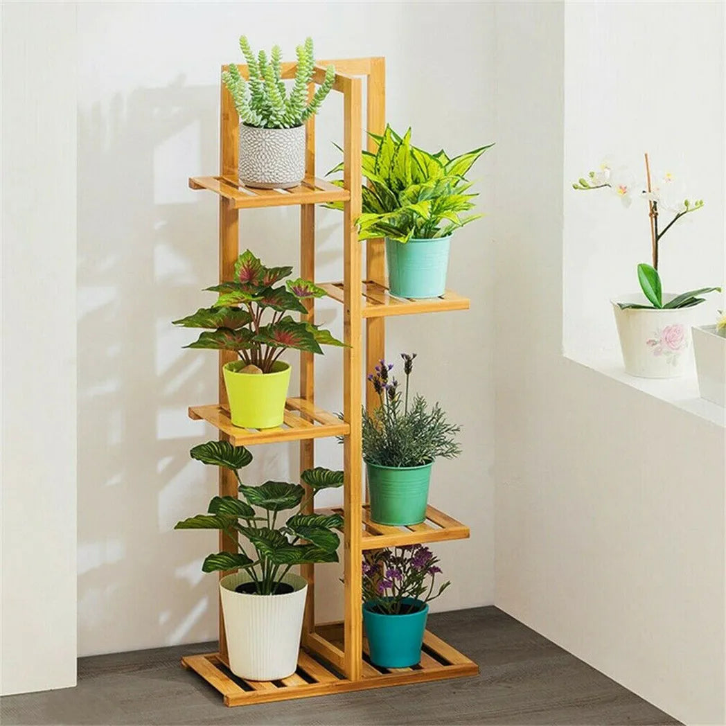 Bamboo 5 / 6  Tier  Plant Stand Rack Multiple Pot Holder