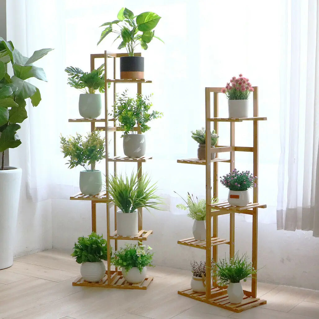 Bamboo 5 / 6  Tier  Plant Stand Rack Multiple Pot Holder