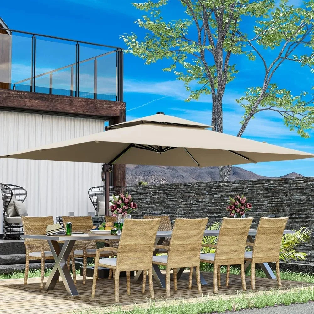 10x13FT Large Rectangle Cantilever Outdoor Patio Umbrellas