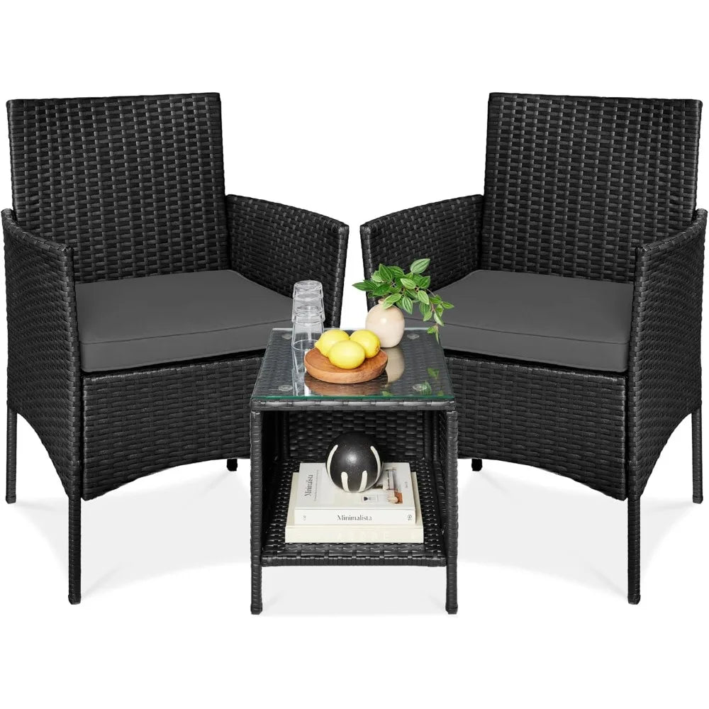 3-Piece Outdoor Wicker Bistro Set