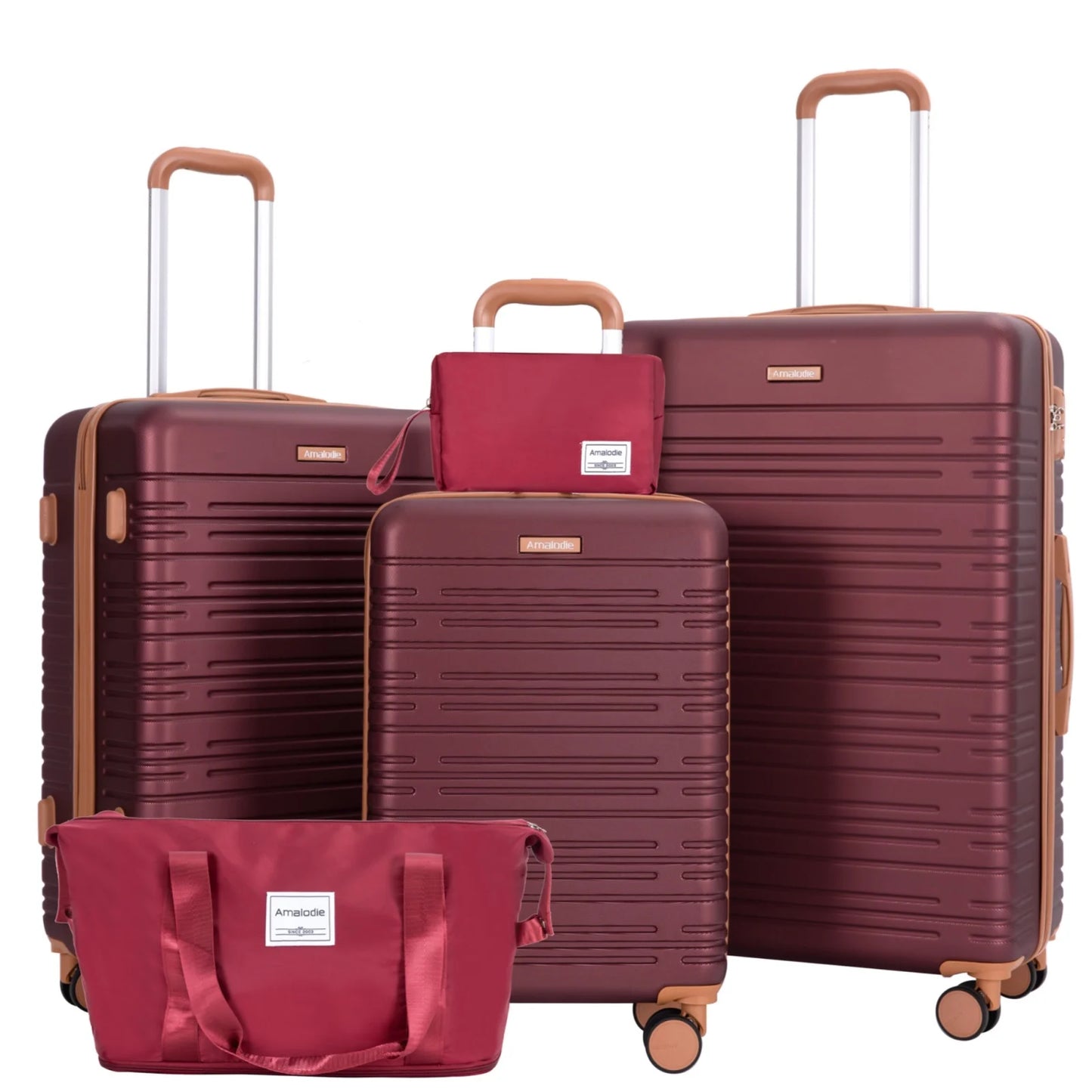 Luggage sets 5 Pieces, Hardshell Suitcase set with Double Spinner Wheel