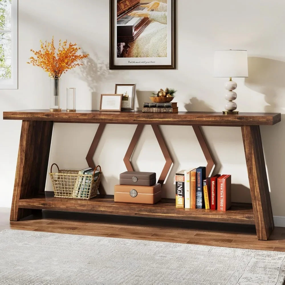 Narrow Long Sofa Entryway Table with Storage