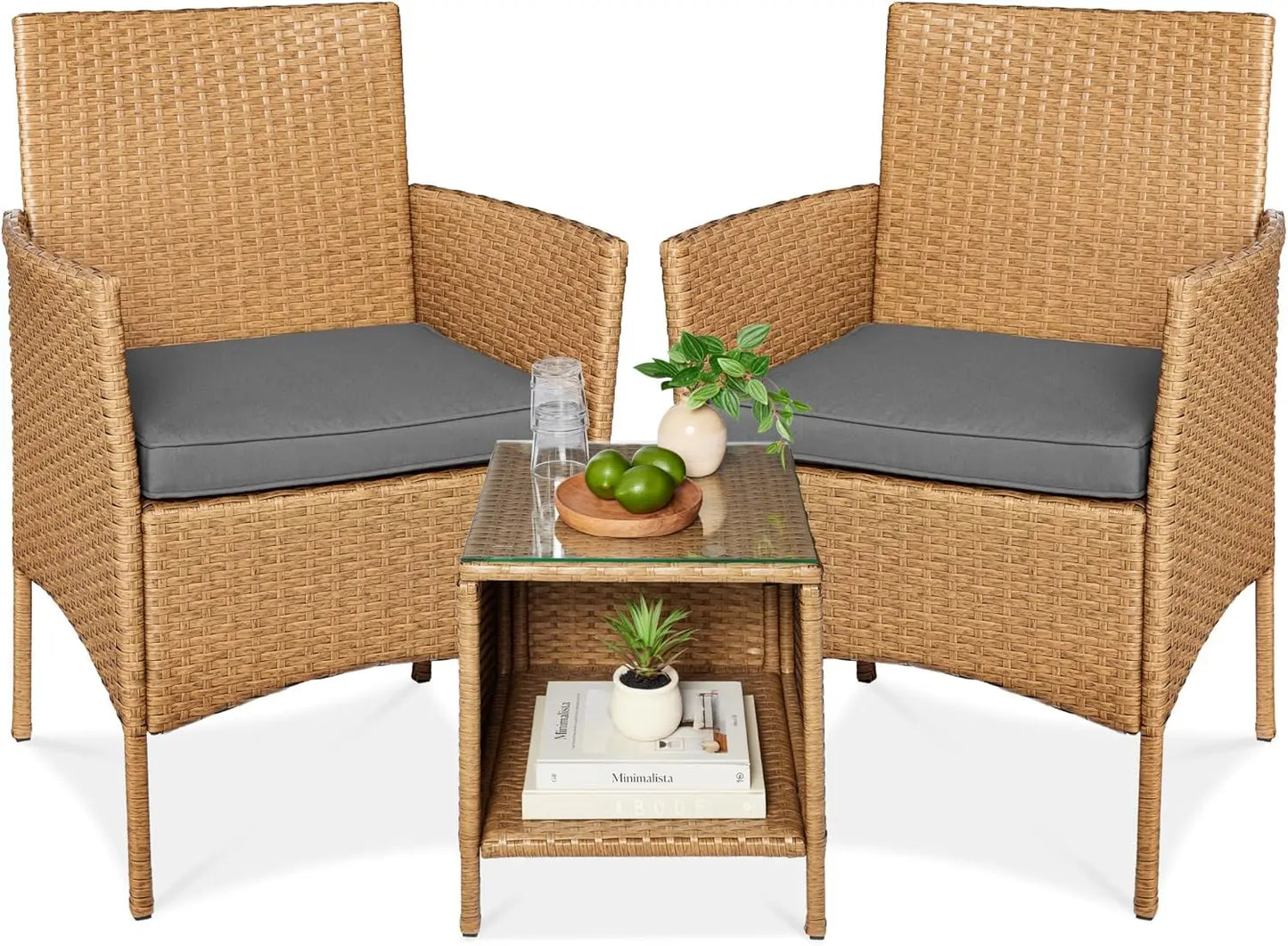 3-Piece Outdoor Wicker Bistro Set