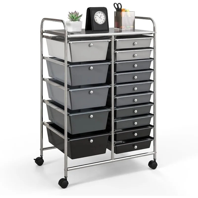 15-Drawer Rolling Storage Organizer Cart