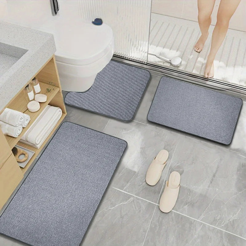 3-piece Bathroom Diatomaceous Earth Non-Slip Mat