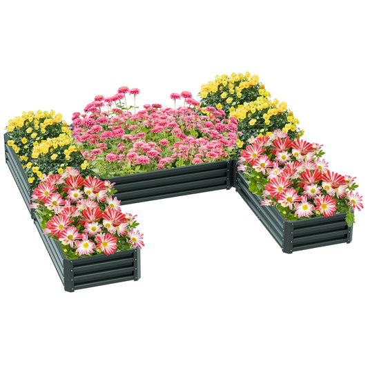 Outsunny 8 X 8' Raised Garden Bed Set, Large Steel Flower Planters