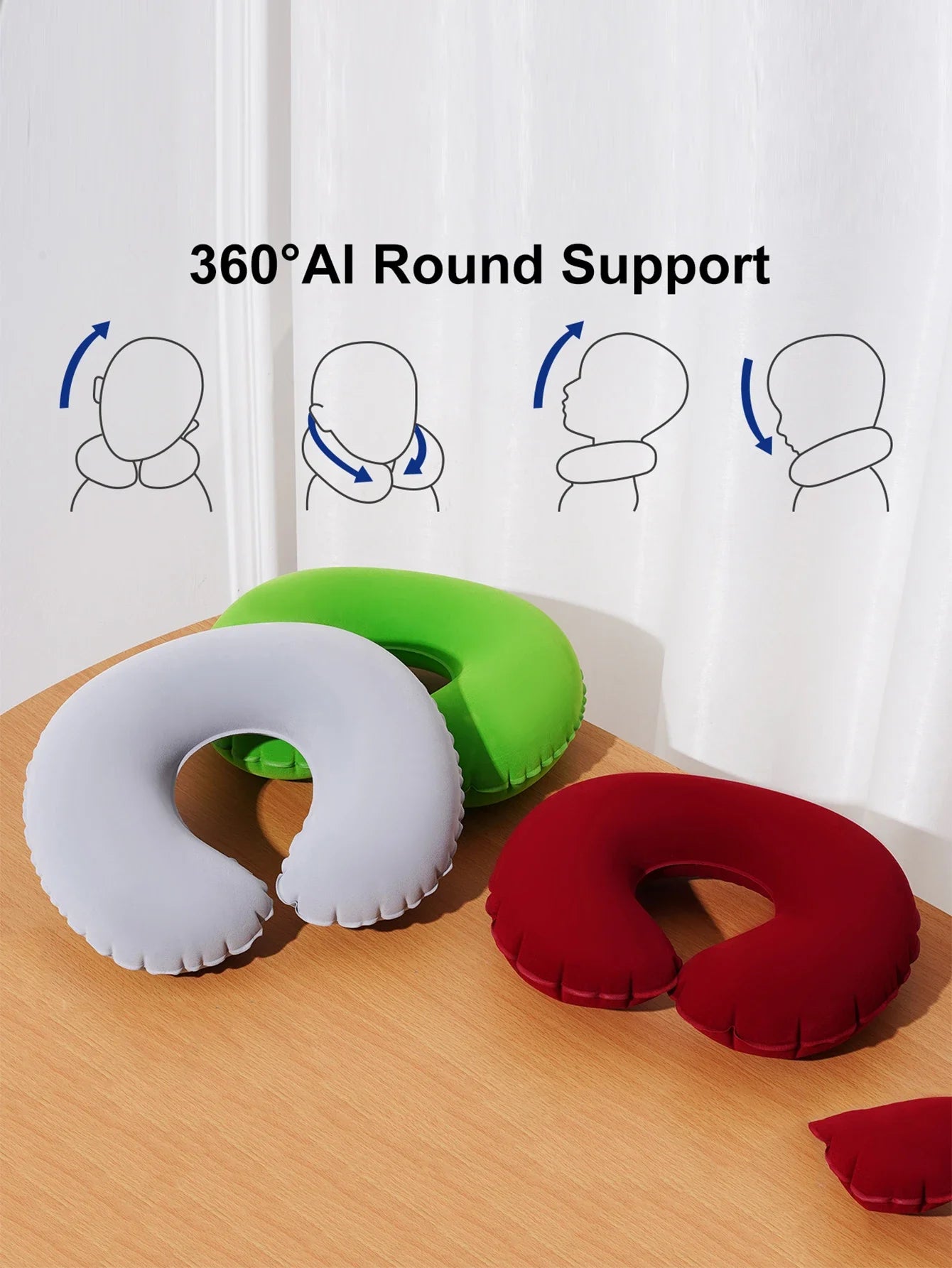 2-Pack inflatable U-shaped travel pillow