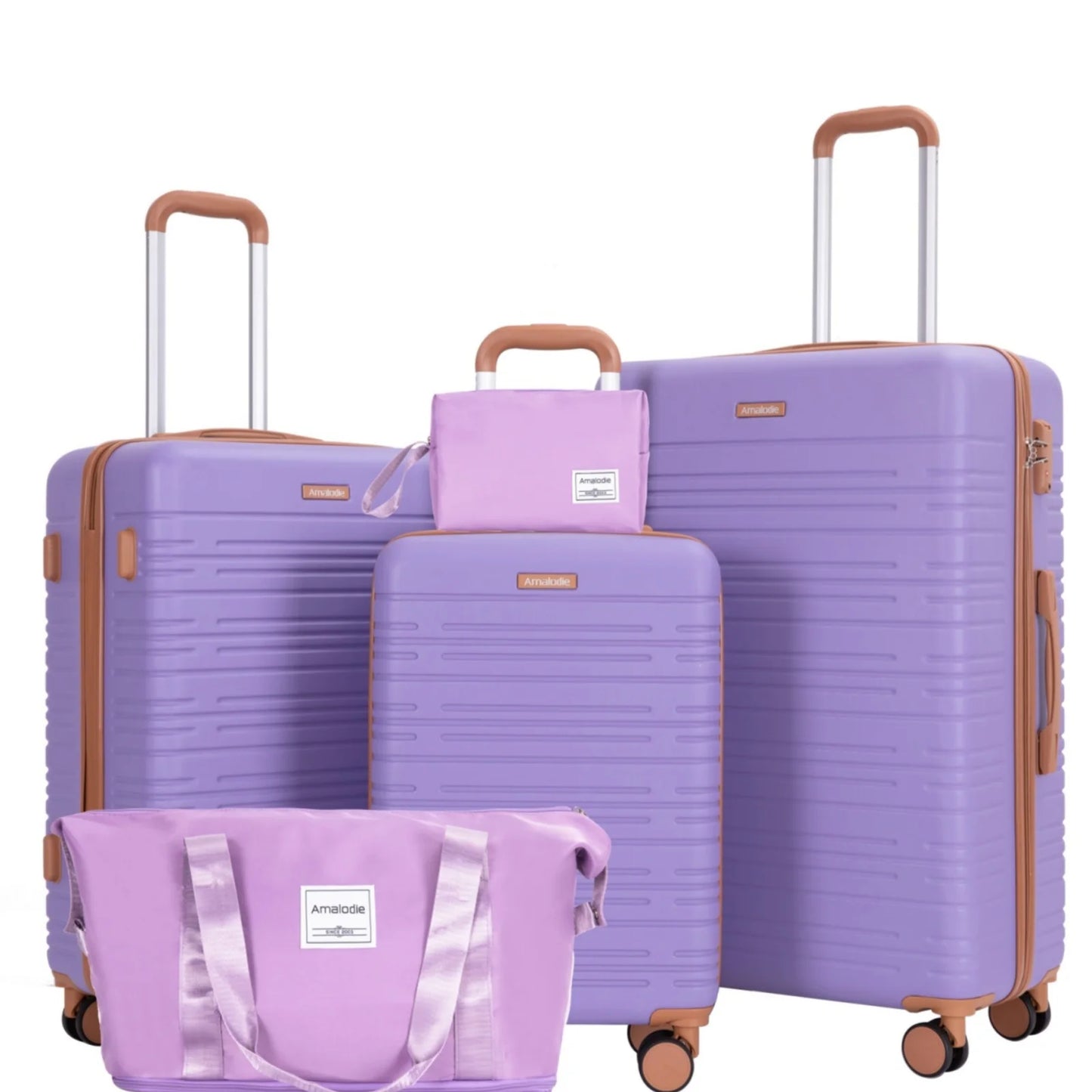 Luggage sets 5 Pieces, Hardshell Suitcase set with Double Spinner Wheel