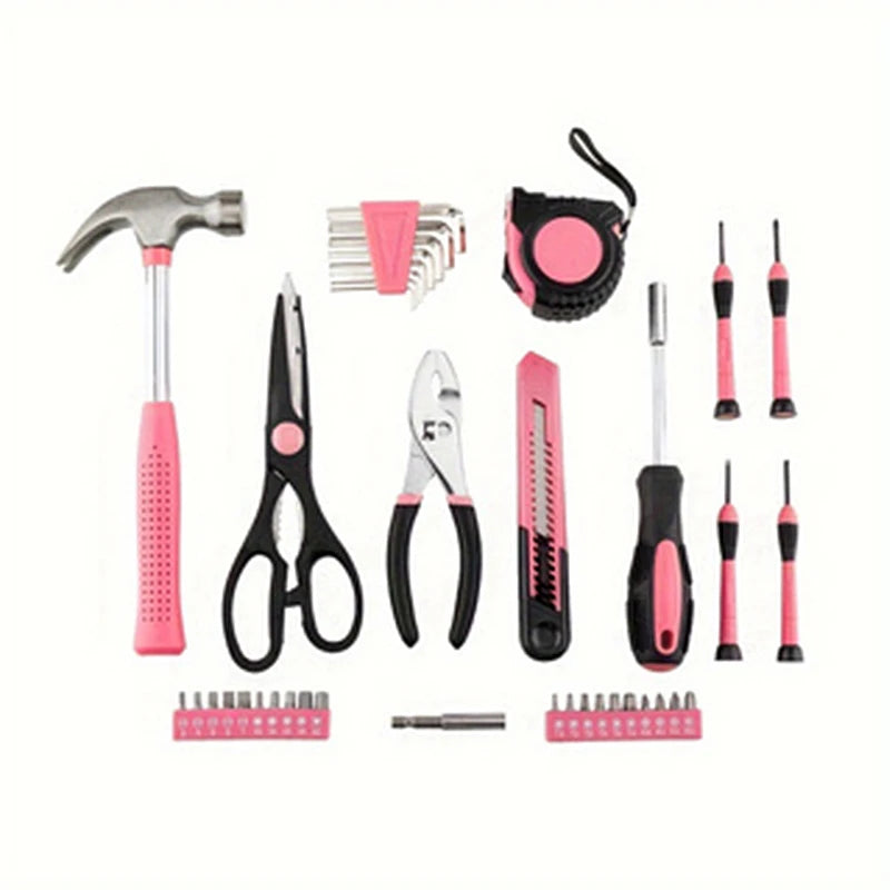 39-Piece All-Purpose Household Pink Tool Kit
