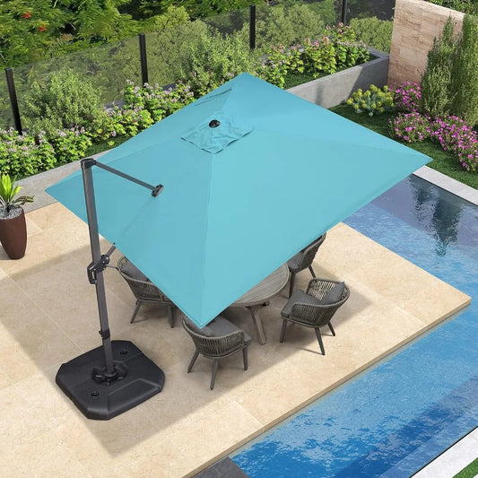 10 Ft Outdoor Cantilever Square Patio Umbrella with Base