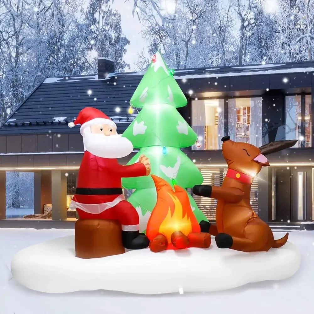 8FT Inflatable Christmas Tree Santa Claus Reindeer LED Lights