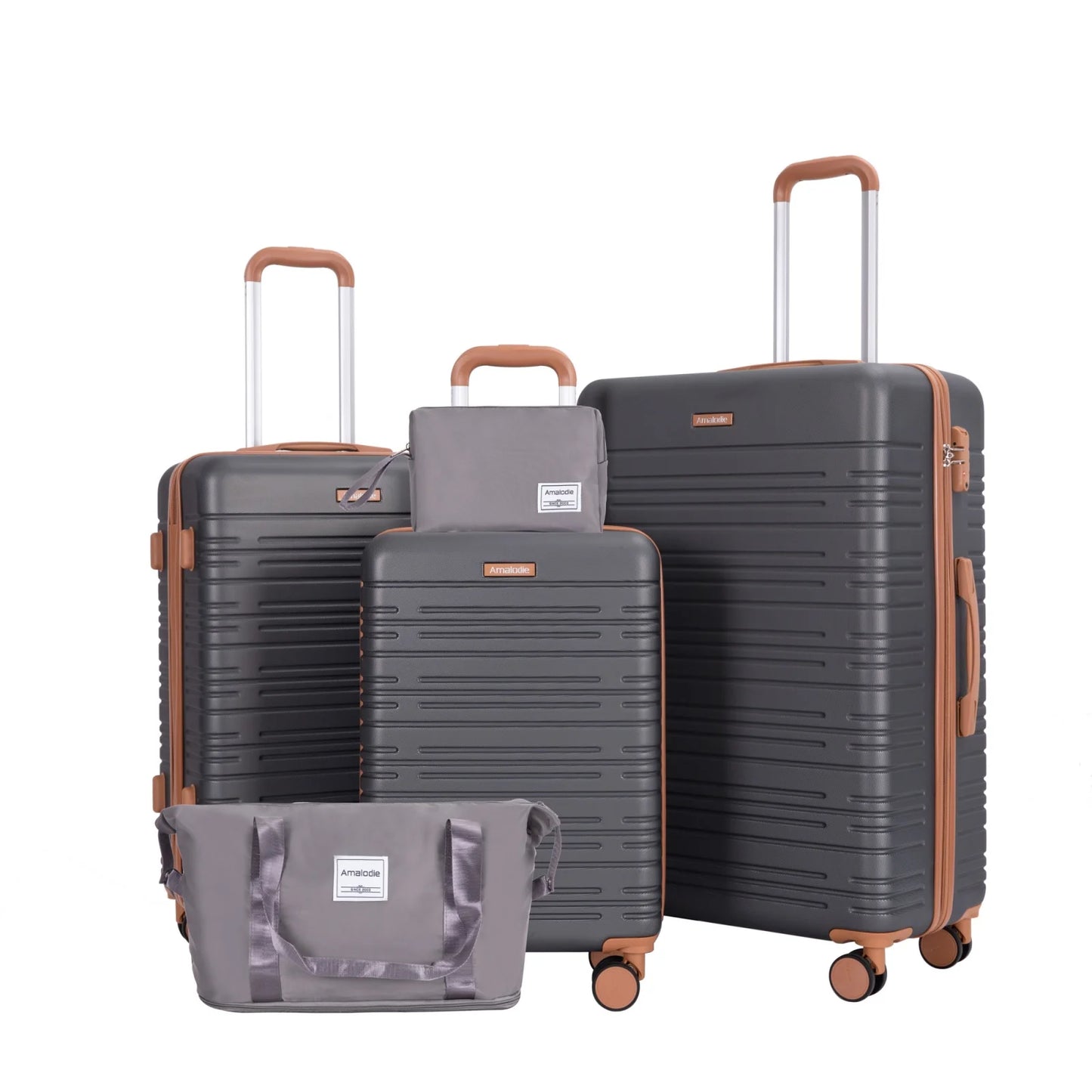 Luggage sets 5 Pieces, Hardshell Suitcase set with Double Spinner Wheel