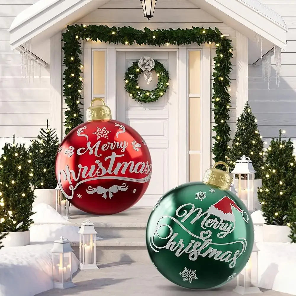 2Pcs 24In Inflatable Christmas Ball PVC Yard Ornaments