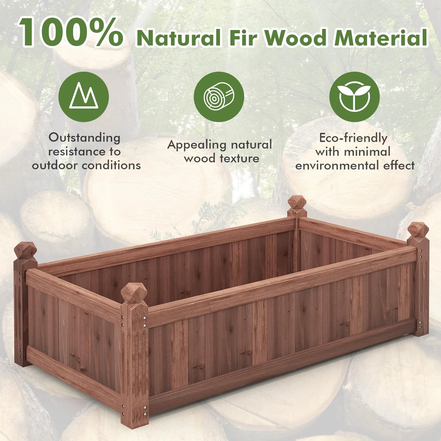 Wooden Raised Garden Bed Planter With Drainage Corners