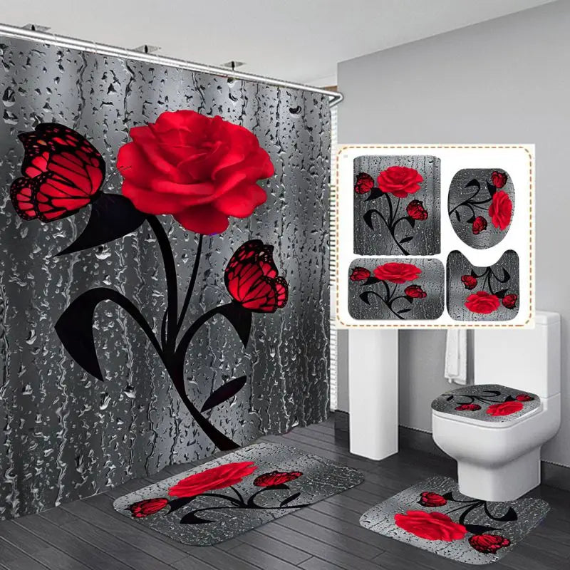4pcs Shower Curtain Set