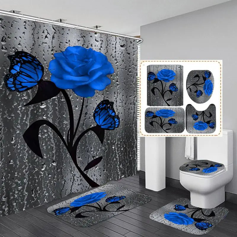 4pcs Shower Curtain Set