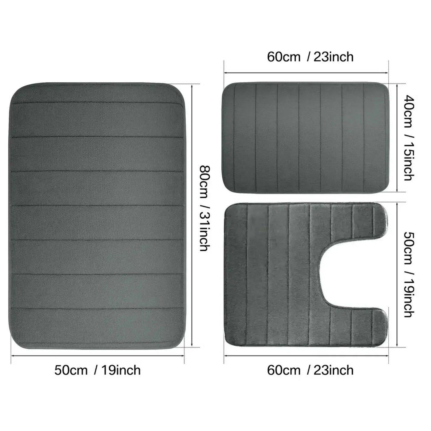Black Memory Foam Bath Mat Soft Comfortable