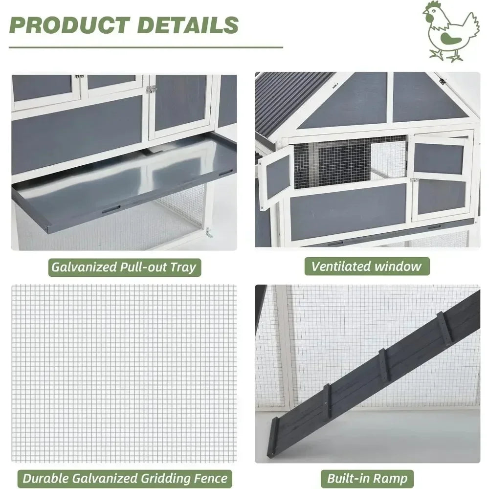 Large Chicken Coop, for 8-10 with Run