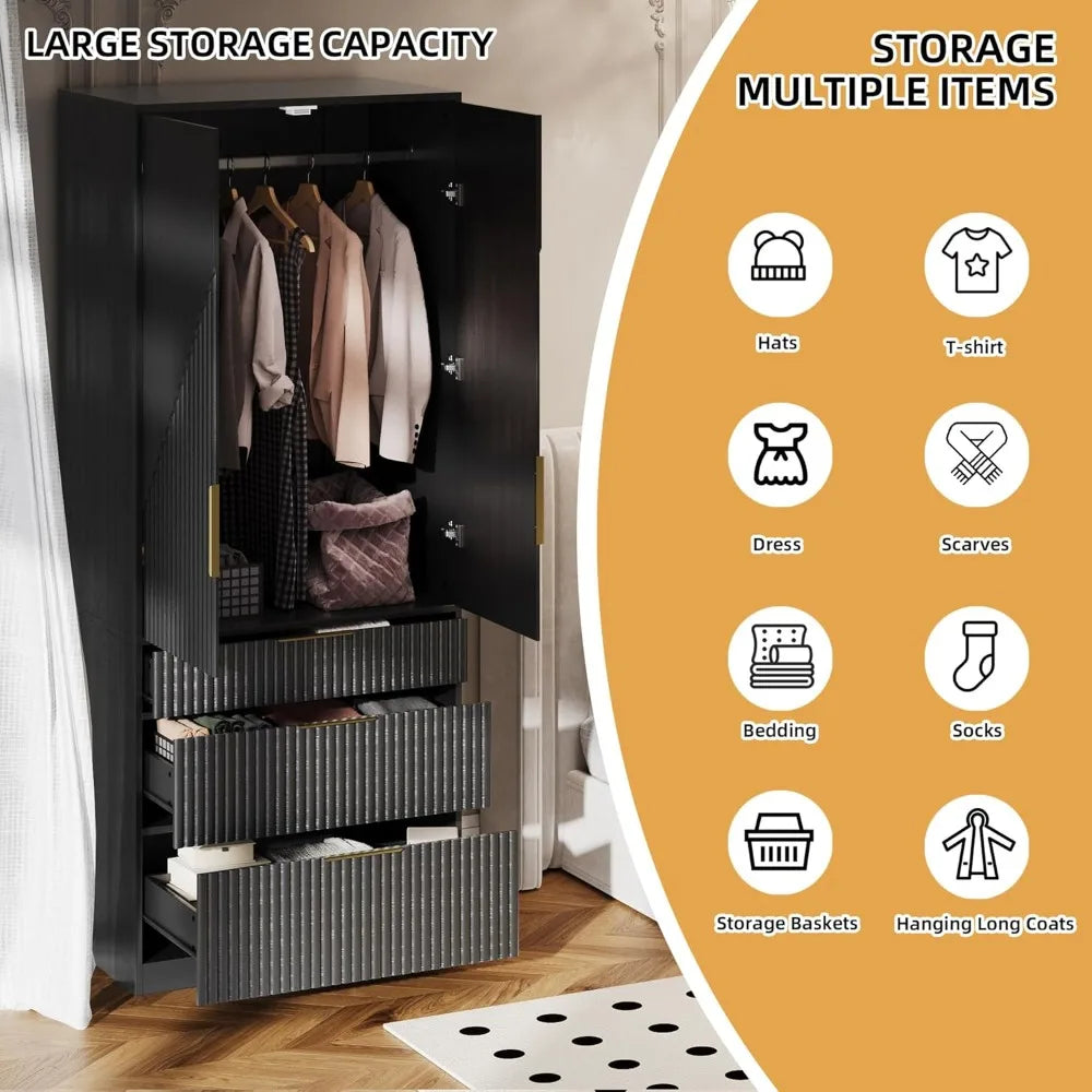 ,71.7" - 4 Door Freestanding Armoire Wardrobe Closet