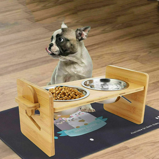 Raised Wooden Pet Food, Water Bowls