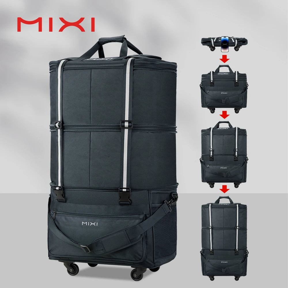 Mixi Foldable Travel Bag Hand Carry Duffel Bag with Wheels