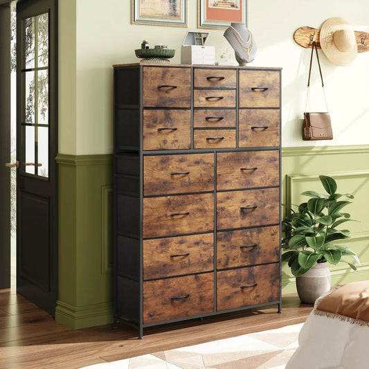 Tall Dresser for Bedroom, Fabric Dresser Storage Tower w/16 Drawers